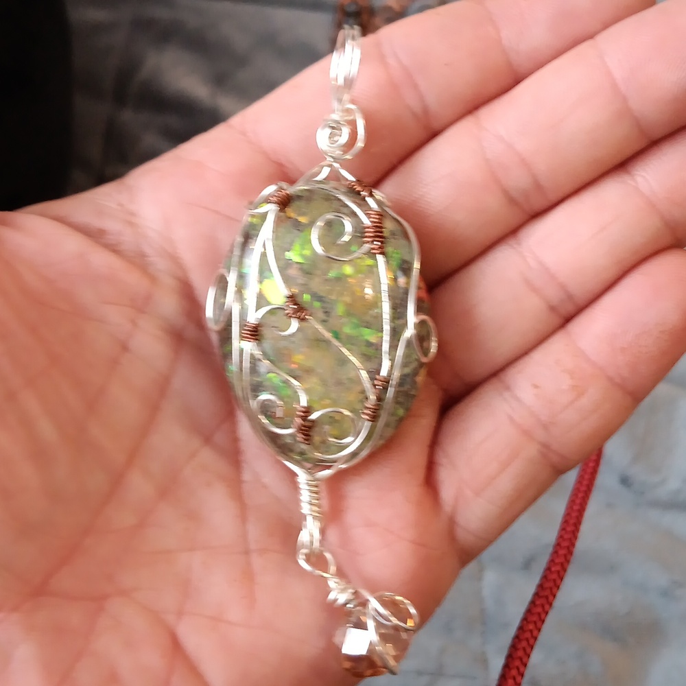 Resin false opal pendant